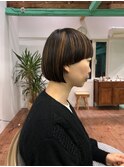 ワイドバングボブ×ハイライト