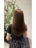 グレージュ切りっぱなしボブ前髪ありミニボブミルクティベージュ
