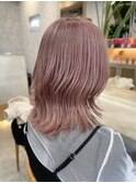 ピンクベージュピンクミルクティーブリーチありダブルカラー