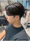 フェザーパーマ刈り上げセンターパートブルーブラック_ba562651