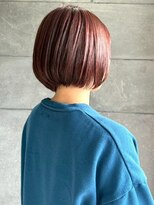 ディスコネクト(DISCO-N-NECT)&nbsp;レッドカラー 暖色カラー ブリーチカラー ハイトーン 丸みボブ