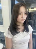 ☆ブリーチなし☆ミディアムレイヤー×ミントベージュ