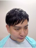 前髪アシメ ツーブロック ショート ビジネスマン 学生、黒髪