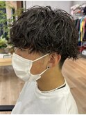 波巻きスパイラルパーママッシュショート無造作パーマ刈り上げ