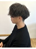【緩めツイストスパイラルパーマ】マッシュ 刈り上げ 黒髪