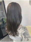 ワンカール　簡単可愛い　オリーブ　セミロング　透明感