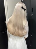 9295渋谷ブロンドホワイトアッシュ髪質改善ストレート韓国ヘア