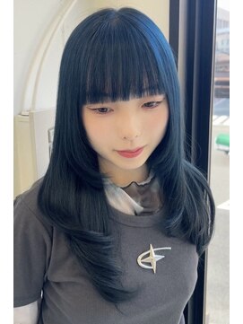 ランズ(LANDS) ネイビーカラーレイヤーカット 【韓国ヘア 大阪 梅田】