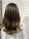 大人可愛いダブルカラーショコラブラウン似合わせレイヤーパーマ