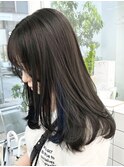 レイヤーカット顔まわりストレートロングレイヤー堀江