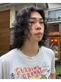 メンズミディアムパーマロン毛パーマスパイラルパーマ