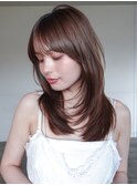 ロング顔周りレイヤーおくれ毛前髪カット_F40912