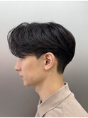 メンズセンターパートウルフセンターパートニュアンスパーマ襟足