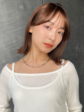 ガーデンヨコハマ(GARDEN YOKOHAMA) 切りっぱなしボブ　外ハネ　ピンクブラウン　モーヴピンク