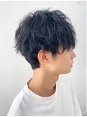 札幌/髪質改善/ブルーブラック×マッシュフェザーショート