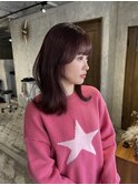 ボルドーカラー　赤髪　レッドブラウン　ブリーチなしレッド