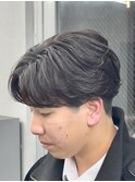 フェザーショートパーマセンターパート