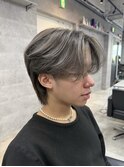 渋谷 ブリーチ グレージュ メンズハイトーン センターパート
