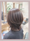 明るめカラーで白髪ぼかし/ウルフカット/ミセス/40代50代60代