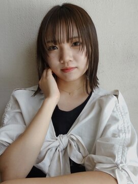 ルル 表参道(lulu.) インナーカラー 外ハネボブ 黒髪 切りっぱなしボブ【Riku】