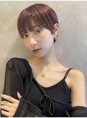  大人可愛い20代30代マッシュショートワインレッドカラー M0916