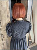 パツっとボブ×オレンジカラー