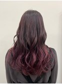 グラデーションピンクカラー×ミックス巻きスタイル