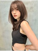 黒髪小顔ワンレンストレートレイヤー41226