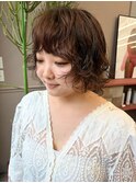 大人可愛いボブパーマ/艶髪/秋カラーブリーチなし透明感カラー