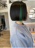 【Basis福田】パツっとボブ×フレッシュグリーン