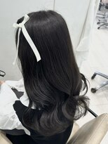 ダークグレー　リボンアレンジ　ハーフツイン【Chisa】