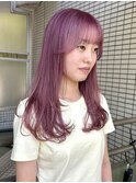 20代30代40代 ピンクパープル/ハイトーンカラー/ハッシュカット