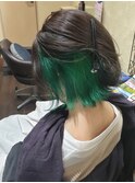 ★緑色のインナーカラー ボブ★【SOMEBRIDGE亀有】
