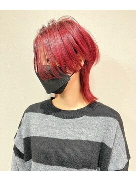 リラス 博多(rilas) ハンサムウルフ　ボルドーカラー　ブリーチ