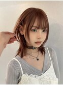 韓国スタイル/レイヤーカット/ワンホンヘア/オレンジブラウン