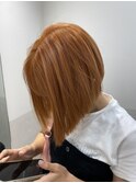 アプリコットオレンジ×似合わせボブ×髪質改善トリートメント