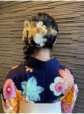 サイドの編み下ろし　卒業式ヘア