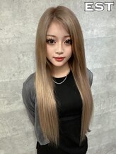 エスト 大阪梅田(EST) レミー100%高級人毛/53cm☆シールエクステ60枚+ブリーチカラー