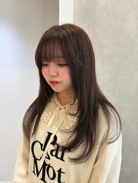 【透明感ブラウン×レイヤーカット｜ブリーチなしダブルカラー】