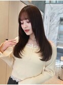 ◎ミディアムレイヤー/ミルクティーベージュ/韓国巻き/顔周り