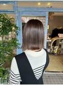 艶髪グレージュ/透明感/切りっぱなしミディアムボブ