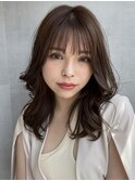 斜めバンググレージュカラーデザインカラーシルキーベージュ