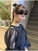 ヘアセットポニーテール三つ編み結婚式ドレスヘア大人美人