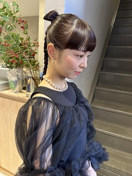 フェンヘアーアイス 中目黒(Fen.hair ici) ヘアセットポニーテール三つ編み結婚式ドレスヘア大人美人