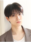 韓国ヘアカルマパーマ韓国マッシュセンターパート黒髪シースルー