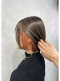 イヤリングオレンジ×くすみベージュ