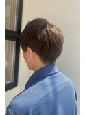 爽やかアップバングメンズスタイル束感ツーブロックベージュ