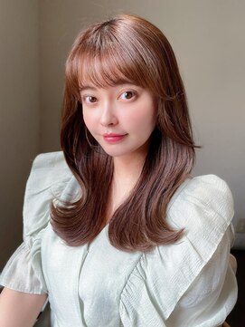 ラルユー 金山(LallYou) 30代大人かわいい外ハネミディアム × ミルクティーベージュ