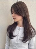 大人ガーリー/ミディアムレイヤーカット/流れる顔まわり