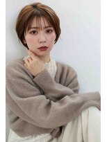 ムウ 難波(MOU) クールショートボブ前髪イメチェンピンクベージュ30代40代50代